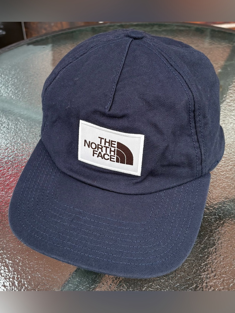 The North Face Dark Navy Logo Patch Strapback Hat OSFA EUC